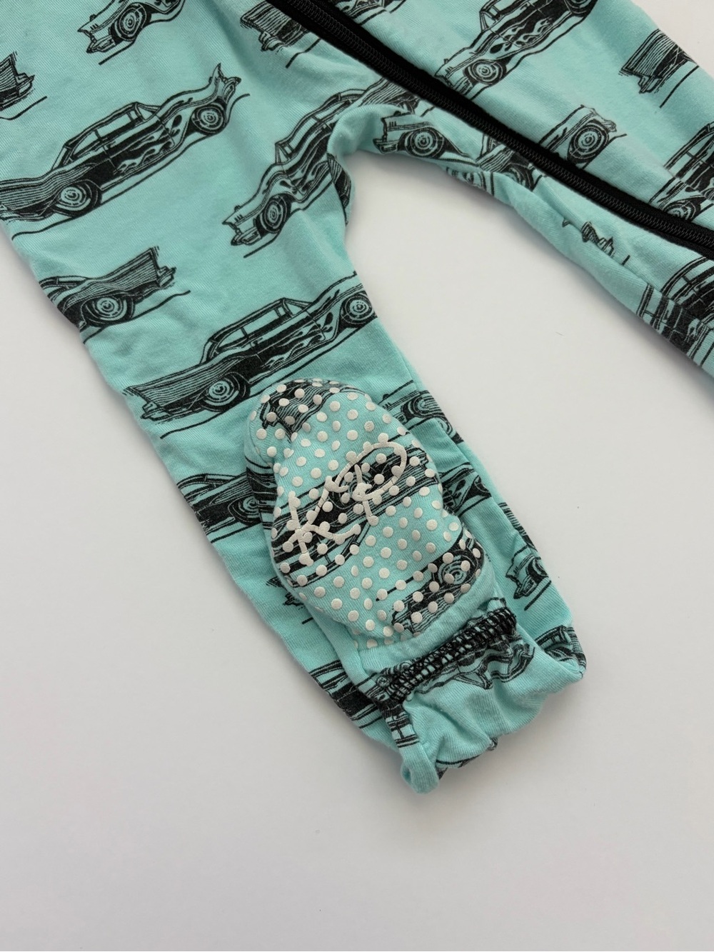 Kickee Pants 6-9M Mint Green Car-Print Footed One-Piece Pajamas - Kids - Picture 2 of 3